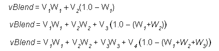 3 개의 케이스의 선형 블렌드의 공식